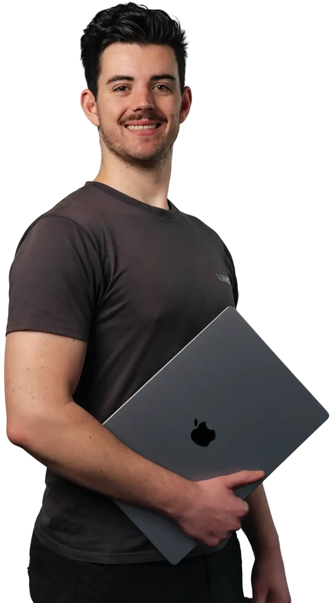 Johr Claessens houd zijn macbook vast onder zijn arm