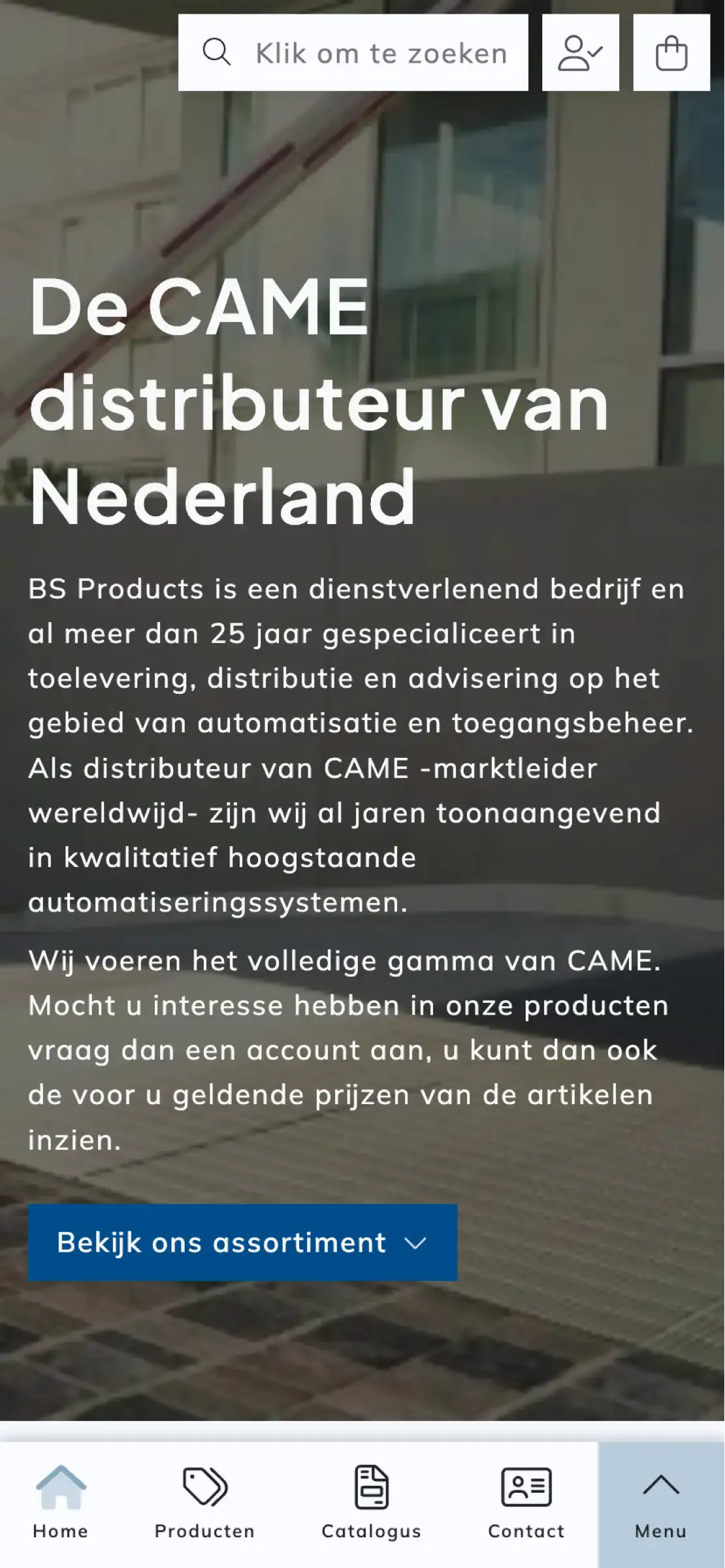 De homepagina van BS Products