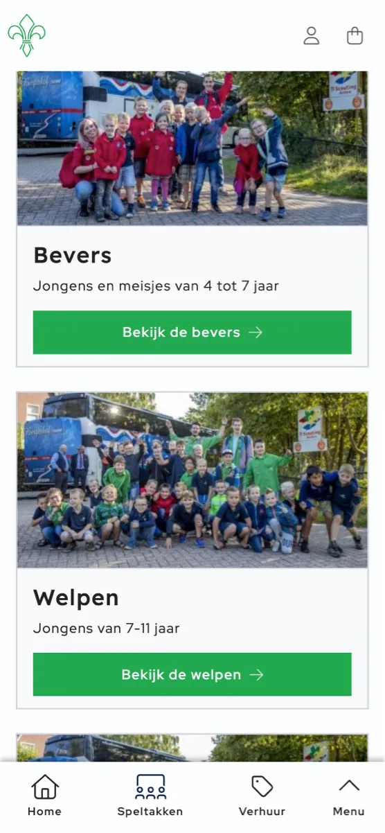 Een overzicht van speltakken op de Scouting Asten website