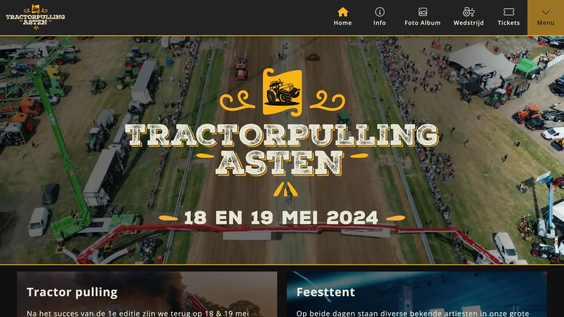 De homepagina van Tractorpulling Asten