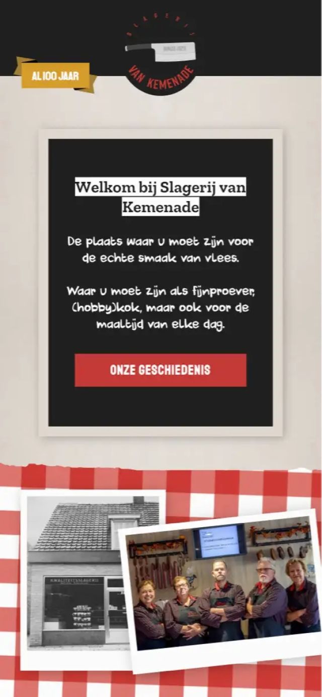 Een verwijzing naar de geschiedenis van Slagerij van Kemenade op de website