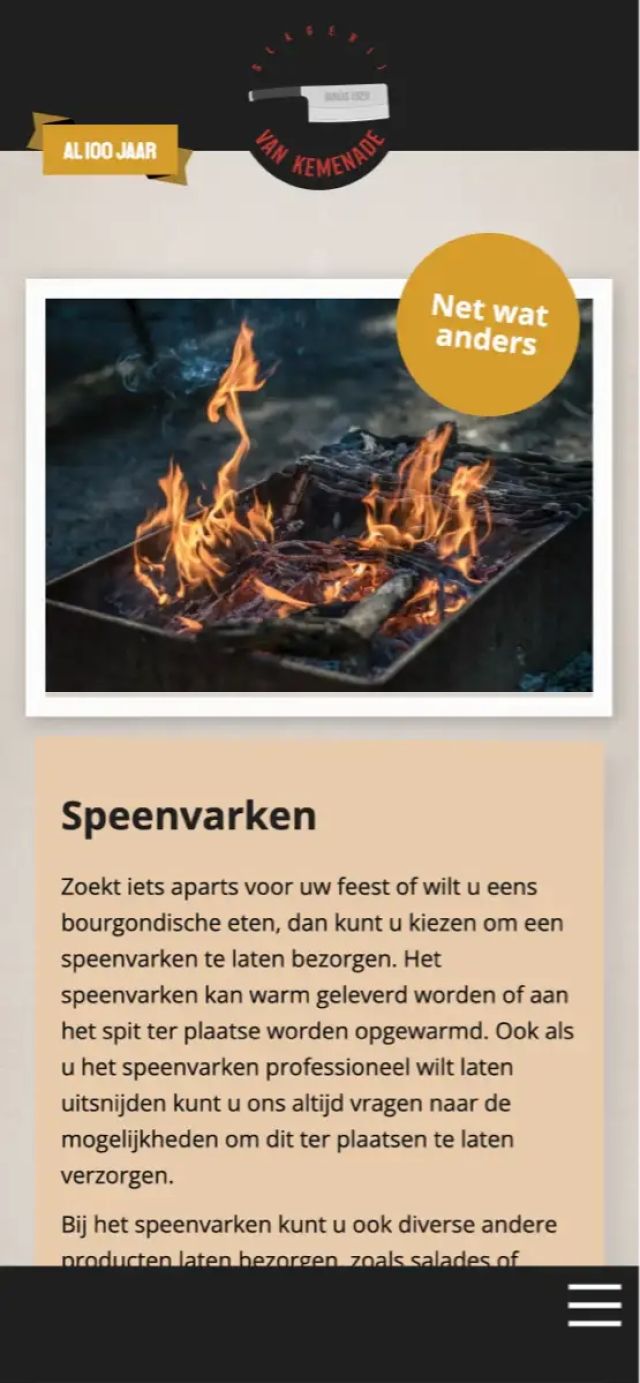 Speenvarken, een productaanbod op de website van slagerij van Kemenade