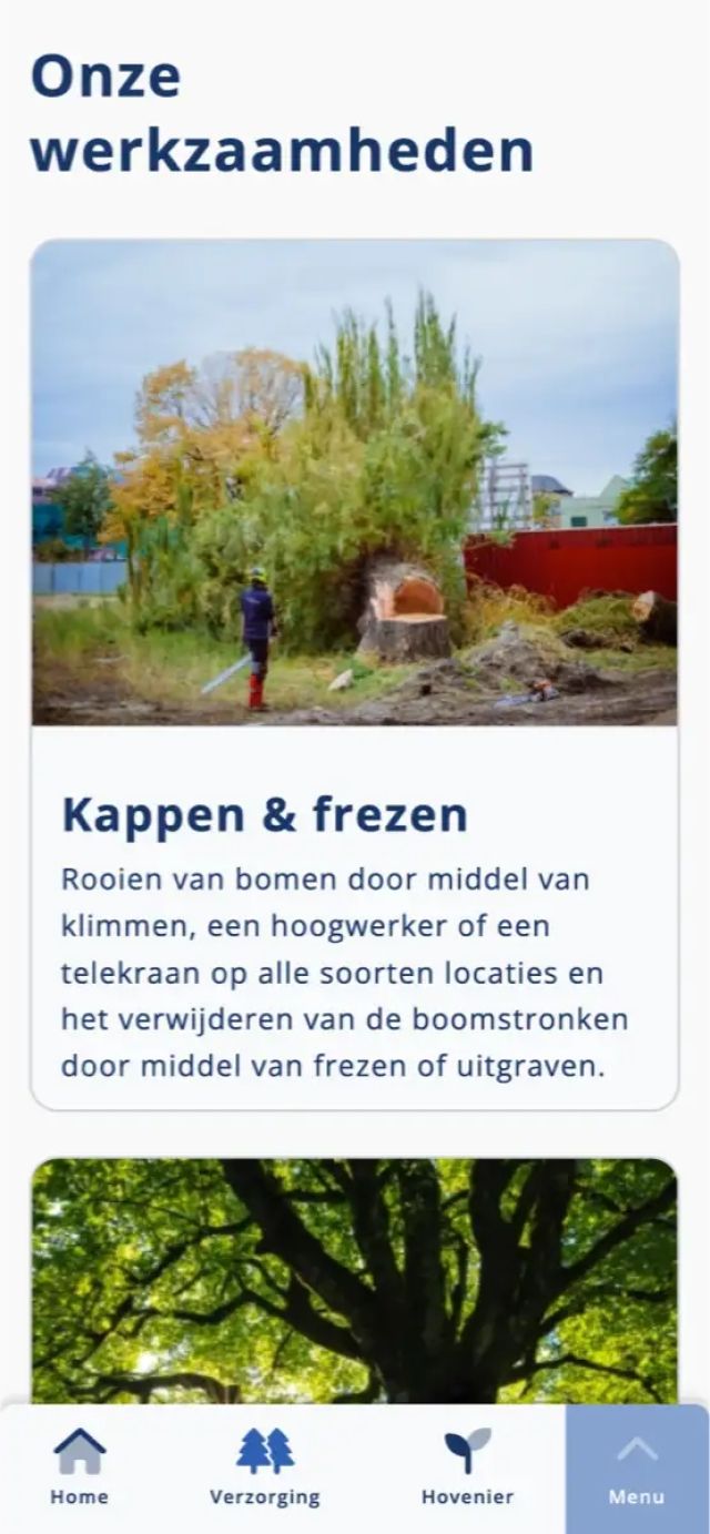 Een overzicht van de werkzaamheden op de website van Meeuwsen B&T