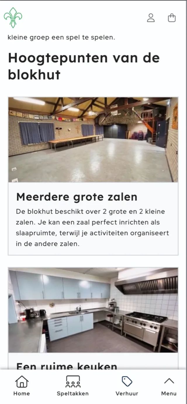 Een overzicht van de blokhut op de verhuur pagina