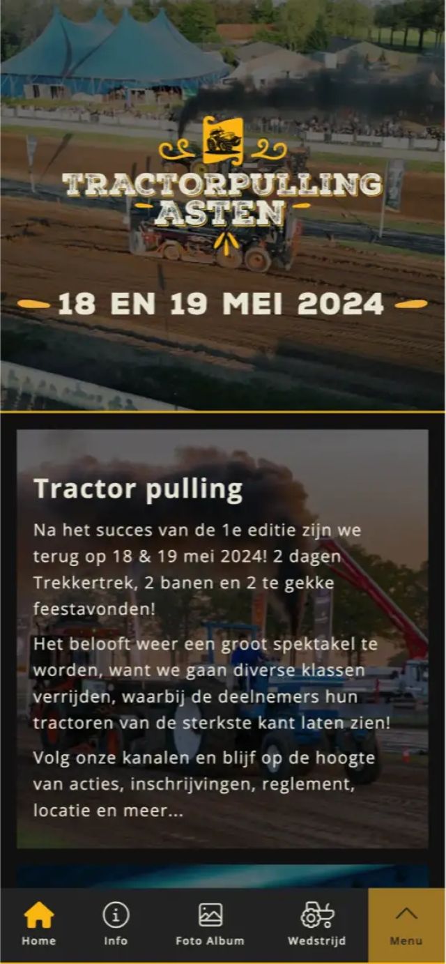 De homepagina van Tractorpulling Asten