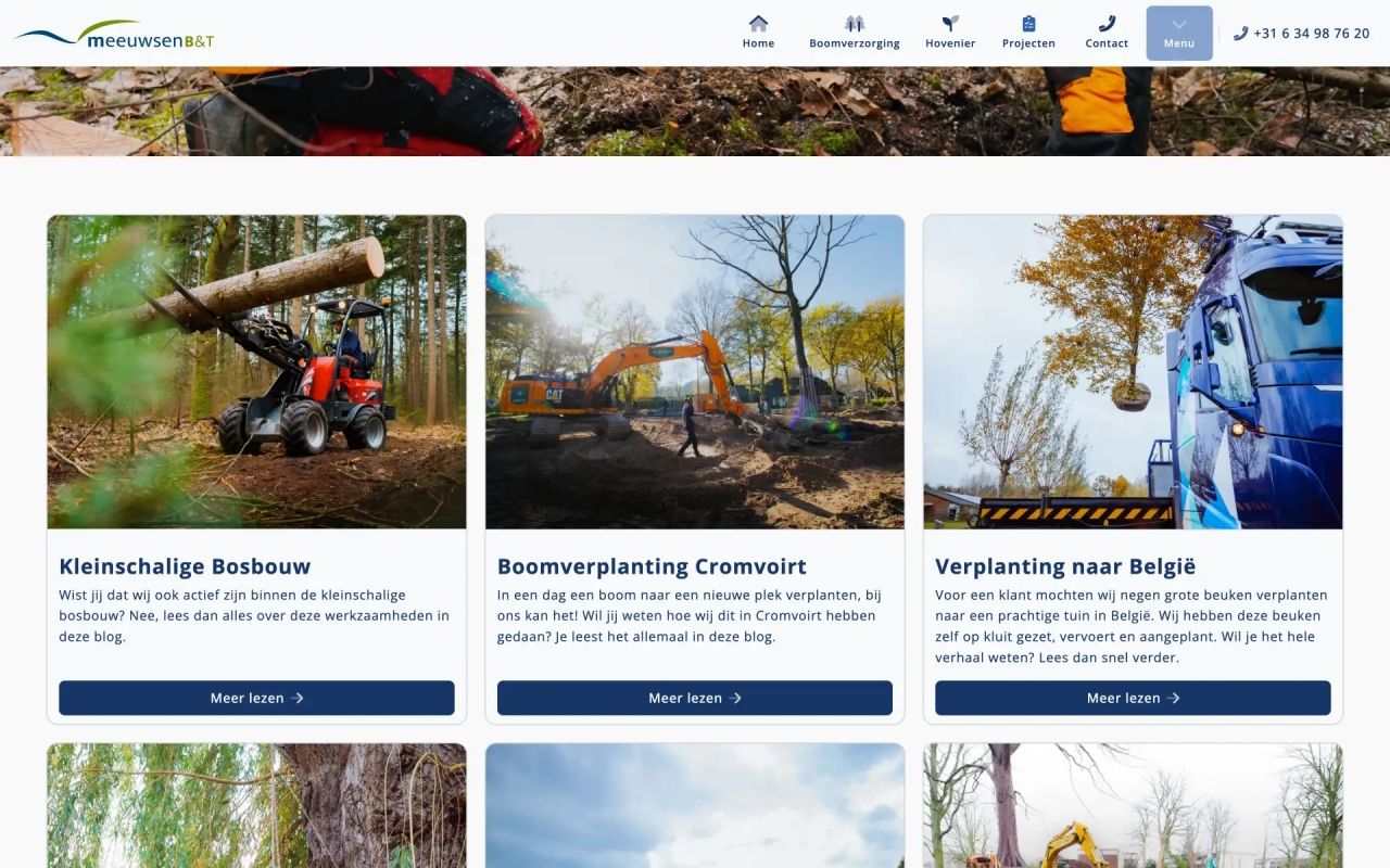Het projecten overzicht van Meeuwsen B&T