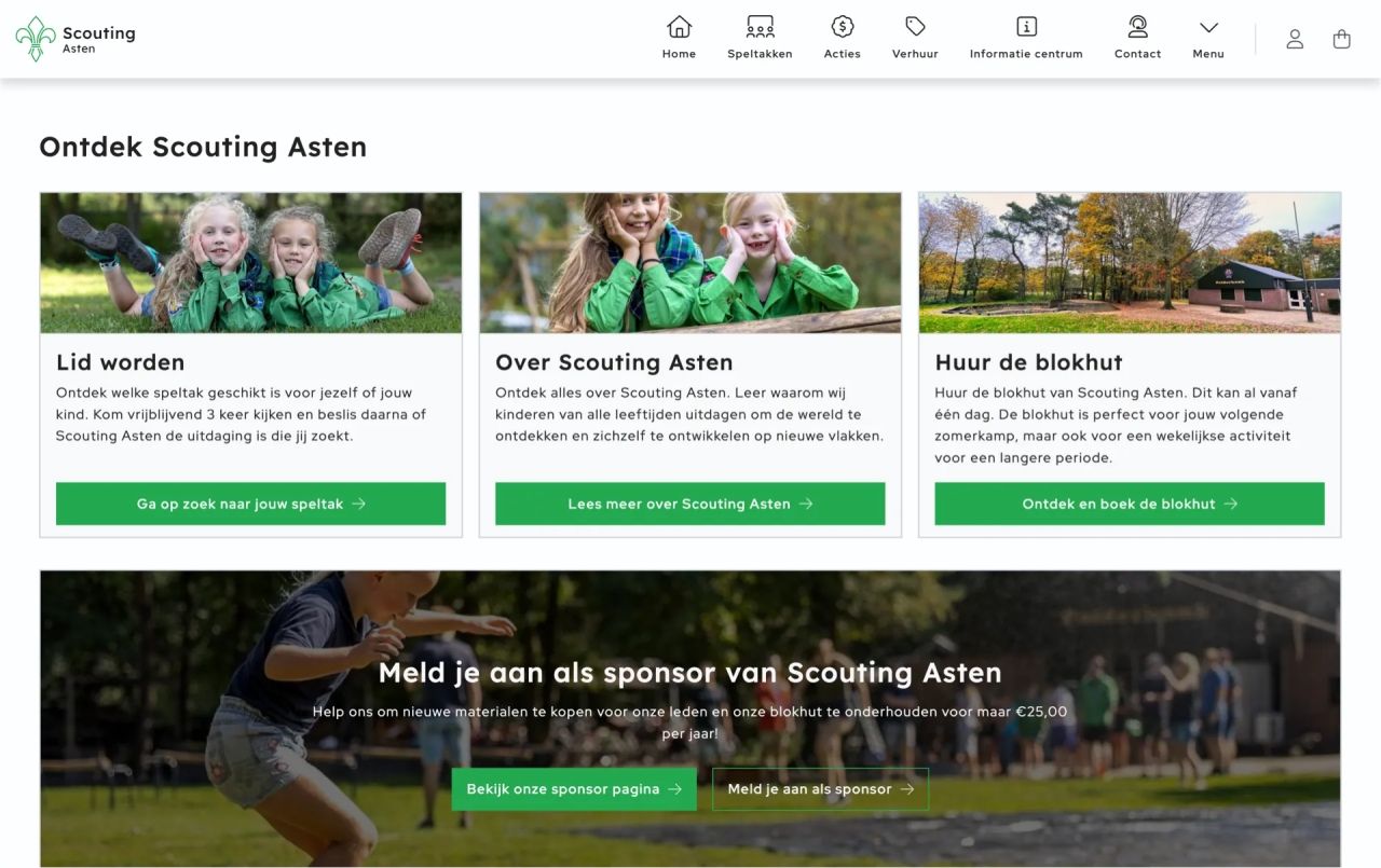 De homepagina van Scouting Asten