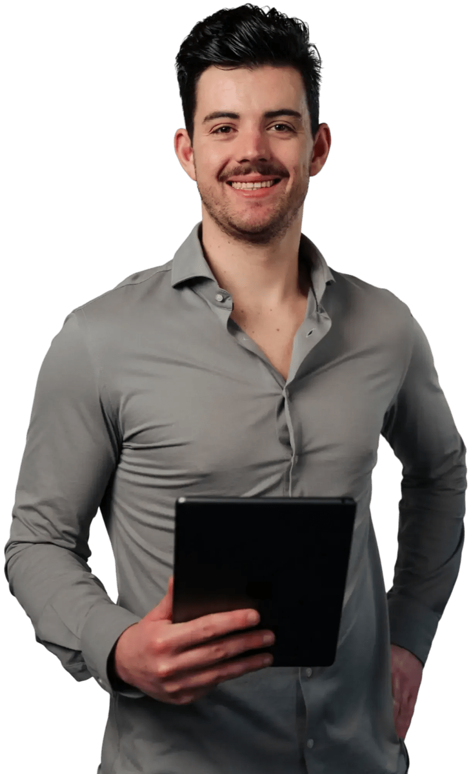 Johr Claessens houd een iPad vast