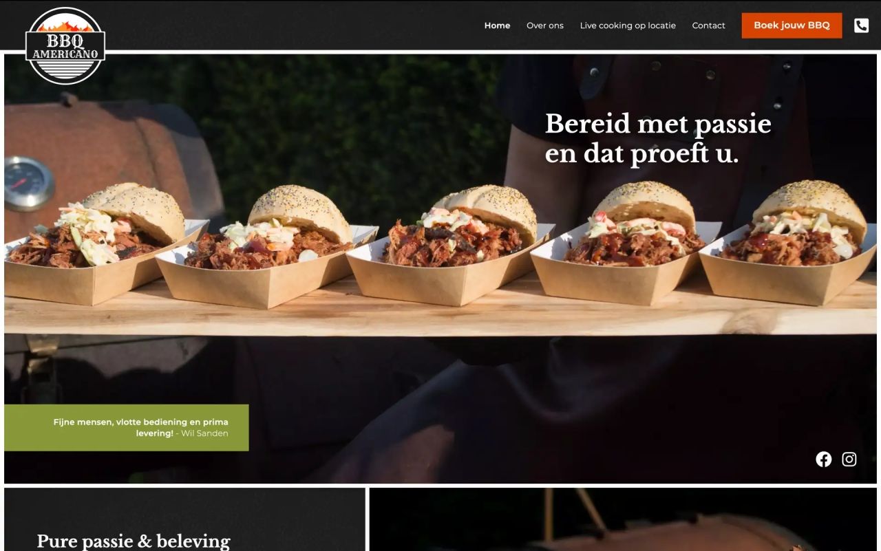 De homepagina van BBQ Americano