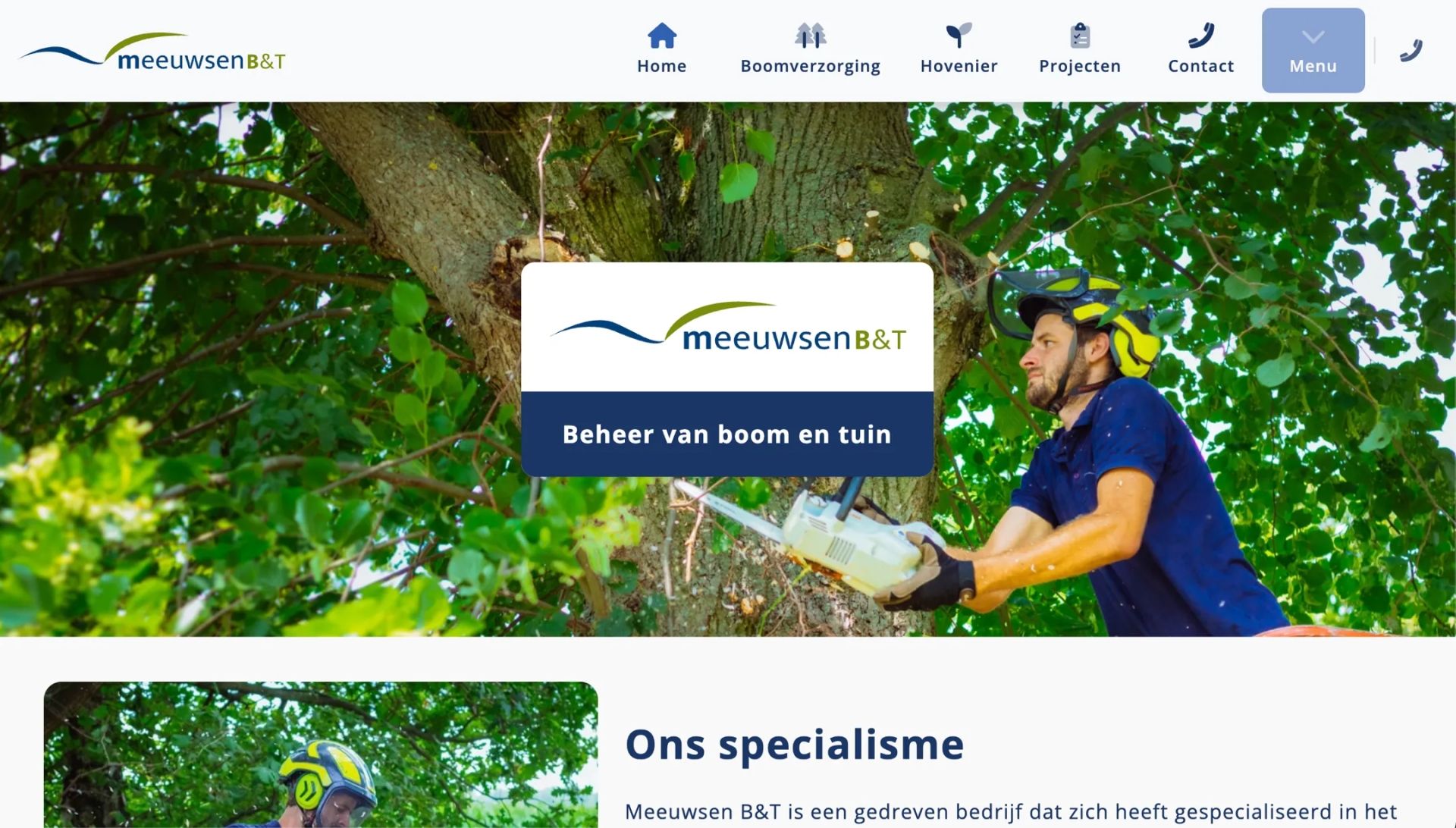 De homepagina van Meeuwsen B&T