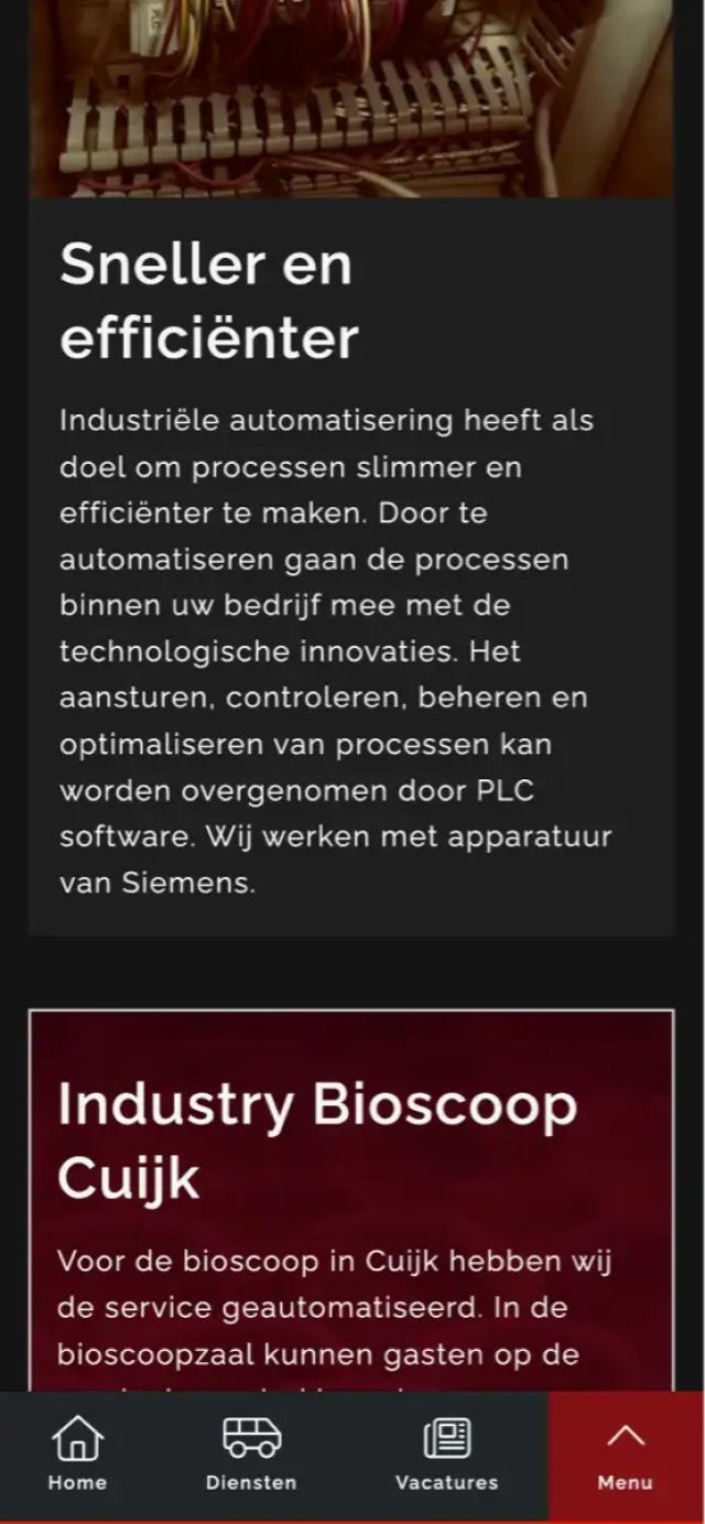 Een schermafbeelding van de website van Straten Technische Installaties